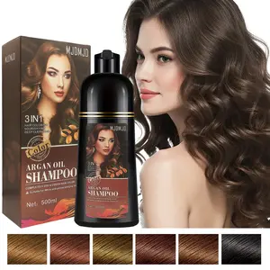 Dark Brown Hair Dye Shampoo 3-in-1, Instant Argan Oil Hair Color Shampoo for Women & Men, Long-Lasting Semi-Permanent Gray Hair Coverage, Natural Nourishing Hair Coloring, Champú Para Tinte de Cabello