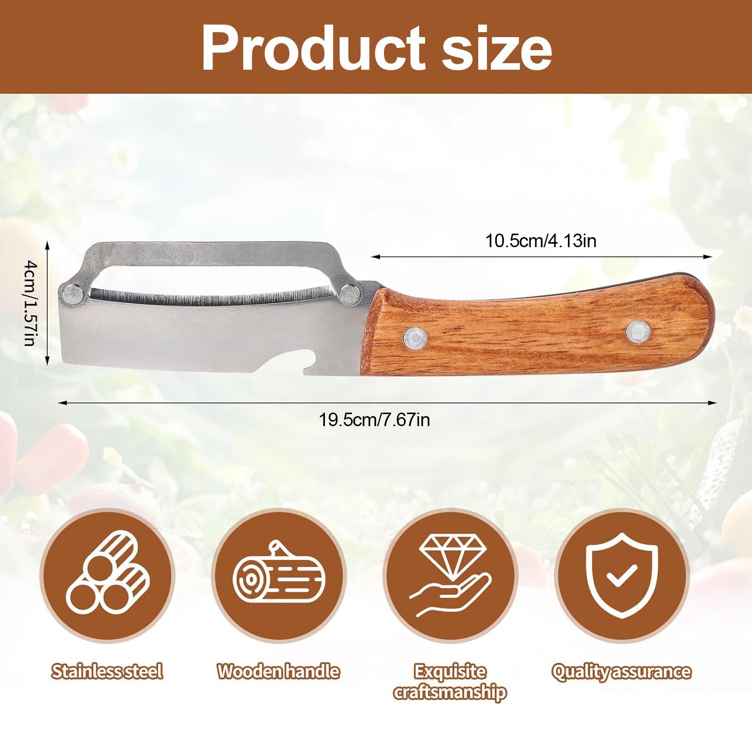 KOMOX 2-in-1 Fruit & Veggie Peeler with Bottle Opener Sharp Stainless Steel Wooden Handle Ergonomic Non-slip Design for Comfortable Grip