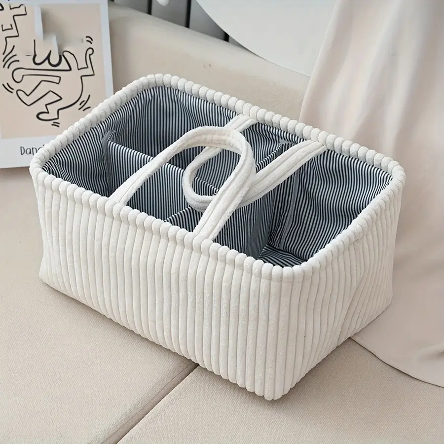 Multifunctional Storage Basket Baby Diaper Organizer, Large Capacity Lightweight Mommy Bag, Divided Compartment, Multi Compartment Design, Handheld Clothes Toy Holder, Lightweight Diaper Handbag