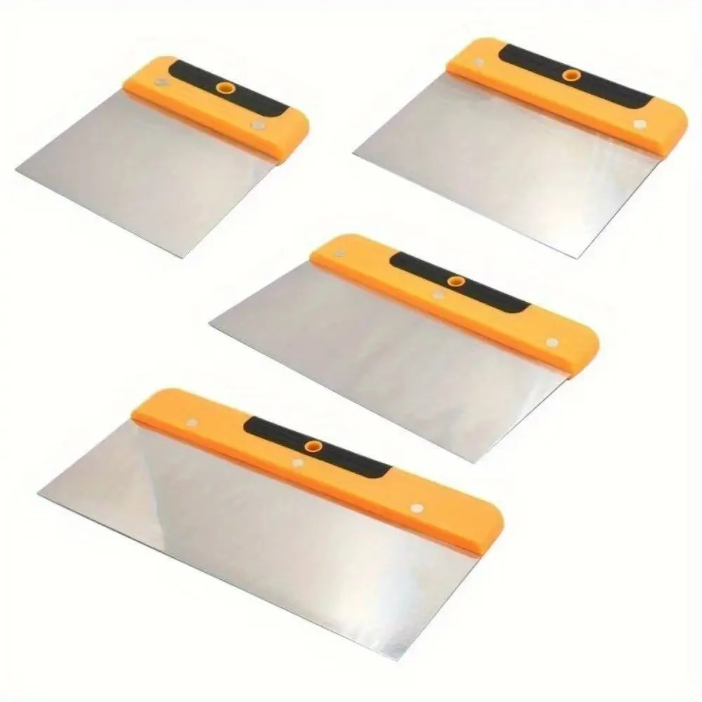 4 Piece Putty Knife Set, Stainless Steel Scrapers for Home Renovation and Wall Repair, Ideal for Filling and Cleaning Tasks