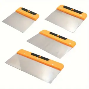 4-Piece Stainless Steel Ergonomic Putty Knife Set, Wall and Kitchen Scraper Tools for Home Renovation, Repair and Construction, Durable Paint Scrapers