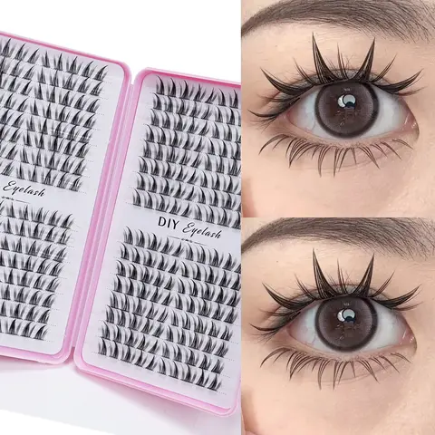 DIY Eyelash Extensions Natural Look Eyelash Extensions, 256 Clusters Mixed Length False Eyelashes, Waterproof Clusters Lashes, Styled Lash Clusters, Professional Eye Makeup Accessories for Women Cosmetic