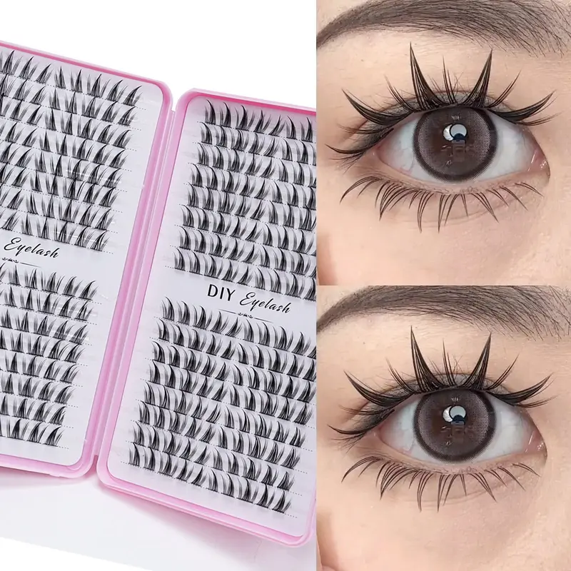 DIY Eyelash Extensions Natural Look Eyelash Extensions, 256 Clusters Mixed Length False Eyelashes, Waterproof Clusters Lashes, Styled Lash Clusters, Professional Eye Makeup Accessories for Women Cosmetic