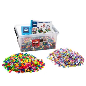 Plus-Plus 7000 pc All Colors in Tub STEM Toy for Kids Ages 5-12 Durable Re-closable Tub with Idea Guide Book BPA-free & Phthalate-free