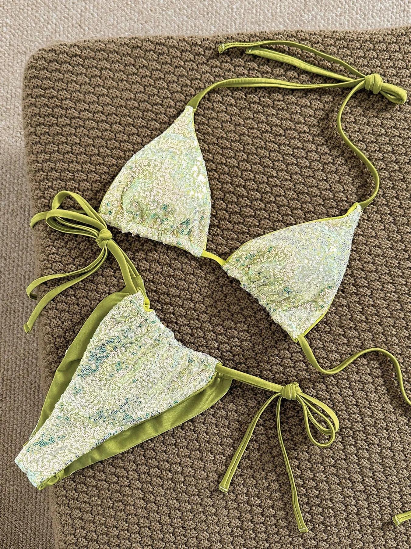 Fresh floral green bikini set
