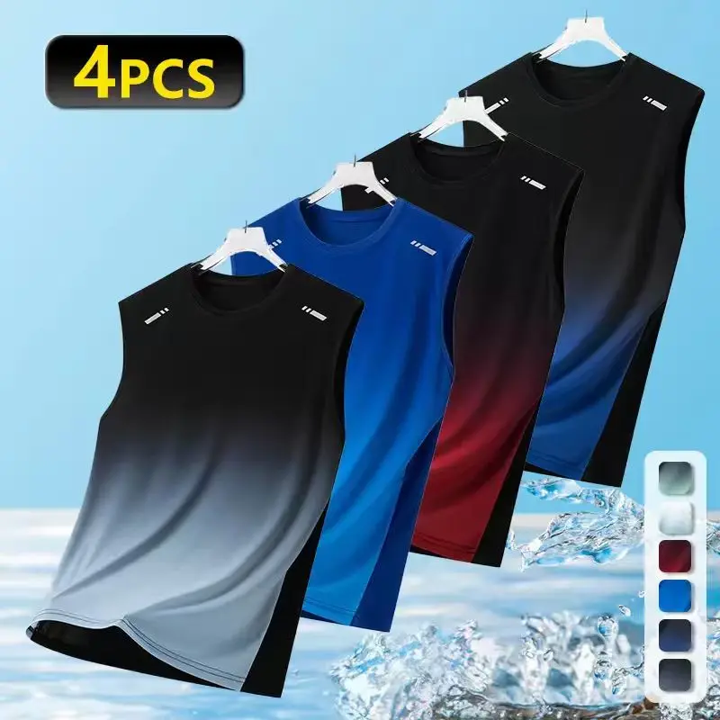 Men’s summer casual crew-neck polyester gradient sleeveless tank top, suitable for workouts, running, and fitness in summer; stylish and a wardrobe essential for everyday wear,Fathersdaygift