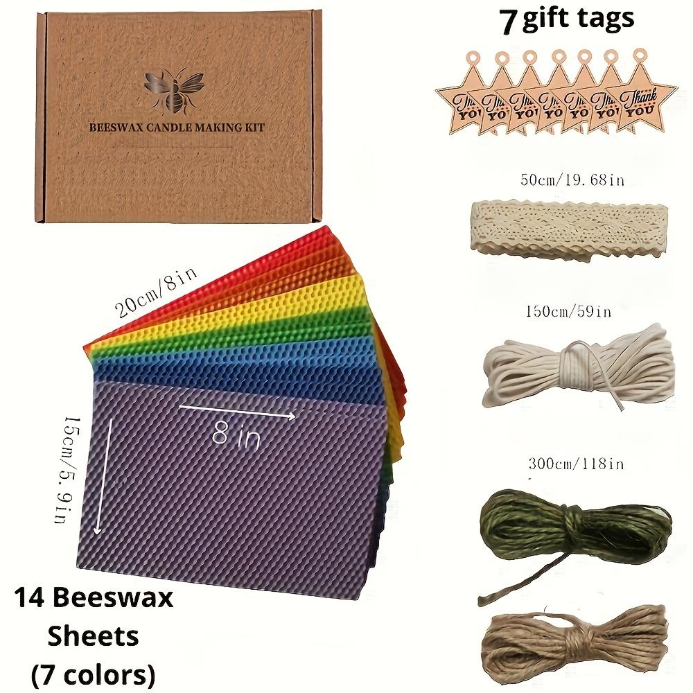 14-piece rainbow-colored beeswax candle making kit, 6×8 inch honeycomb wax sheets, tags, lace, string, Christmas/Halloween DIY crafts, niche gift set, for DIY enthusiasts, can be given to men and women, for holidays or graduates, home decor 14-piece rainbow-colored beeswax candle making kit, 6×8 inch honeycomb wax sheets, tags, lace, string, Christmas/Halloween DIY crafts, niche gift set, for DIY enthusiasts, can be given to men and women, for holidays or graduates, home decor