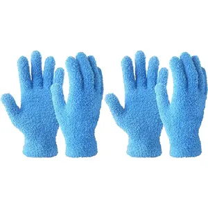 Microfiber Dusting Gloves, Dusting Cleaning Glove for , Blinds, Lamps and Small Hard to Reach Corners, 2 Pairs (Blue S/M) Bath Fluffy Personal Washable