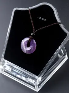 Amethyst Crystal Agate Stone Pendant Necklace, Sweet Donut Braided Charm, Casual All-Season Jewelry, No Choking Hazard Warning