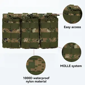 Triple Open-Top Magazine Pouch, Fitness Carrier, Nylon Airsoft Magazine Pouch Holder, Gear