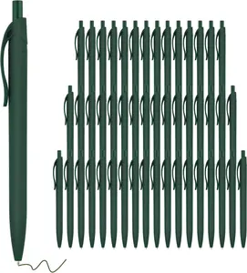 Pens Bulk, 50 Pack No Bleed Green Click Pens, Wholesale Retractable Ballpoint Pens, Pens Medium Point, Smooth Ink Pens, 1.0MM Green Ink