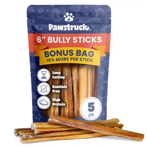 Pawstruck Bonus Inch Per Stick Bully Sticks – 6" (5 Pack)