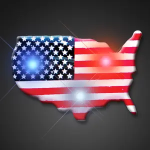 Light Up United States Flashing Blinking LED Body Light Lapel Pins (25-Pack)