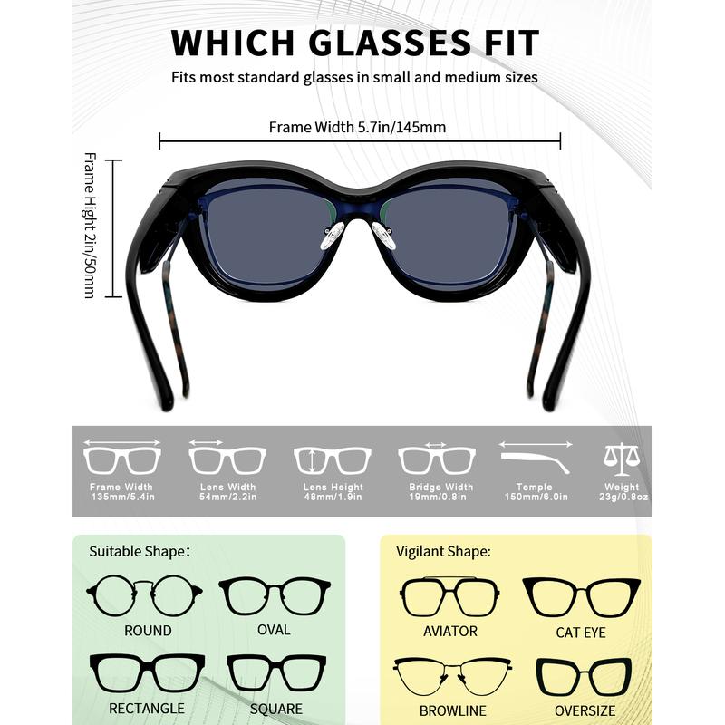 Meeloog Polarized Fit Over Sunglasses For Women, Trendy Round Tac SunGlasses Lightweight Wrap Around Shades ST0080 Gift Idea Brand Filter Effective Fashion Lens Flexible Antiglare Tri Acetate Cellulose Coating sunglasses women