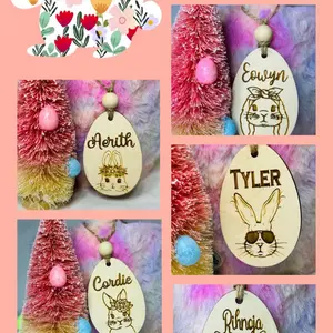 Custom Easter Basket Tag, Personalized Name Tag for Easter Gifts, Personalized Easter Gift, Easter  Egg Tag, Personalized Easter Gift Decoration Decor Wood Ornaments Wooden