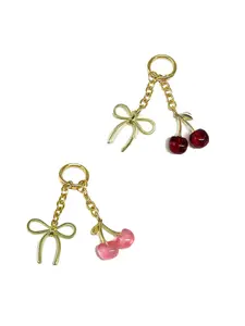 Cute Mini Fashion Unique High-End Cherry Bow Chain Bag Backpack Phone Charm, Replacement Zipper Pull, Stylish Accessory, Sparkly Bag Charm
