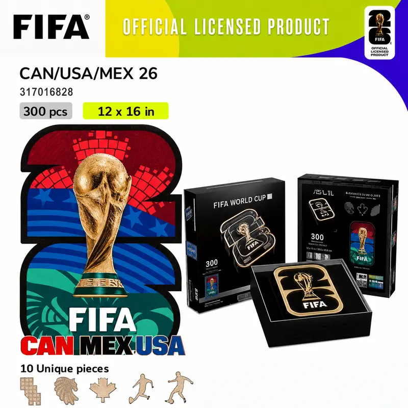 FIFA World Cup 2026 Host Country Logo Wooden Handmade Puzzle