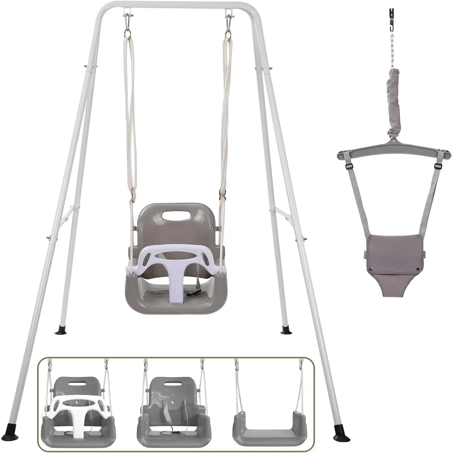 2 in 1 Toddler Swing & Jumper, Swing Set  Indoor/Outdoor, Baby Jumpers and Bouncers, Easy to Assemble & Store,   Children 6 Months and Older(Black)