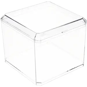 Pioneer Plastics 028C Clear Square Plastic Container, 3.75" W x 3.0625" H