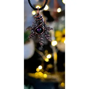 That Mary J Purple – Hand-Woven Copper & Amethyst Leaf Pendant