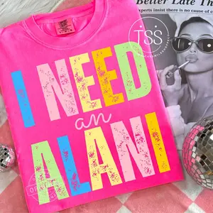 Comfort Colors I Need An Alani Shirt , Beach Retro Collage Summer Shirt, Popular Trendy Summer, Sunshine , Preppy Summer Shirt Cotton Fitted Crew Neck Short Sleeve Tee for Women - Clothes