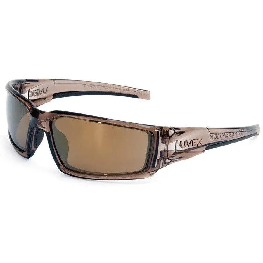 Uvex Hypershock Safety Gear Protective Goggles - Smoke Brown Frames, Gold Mirror Lenses