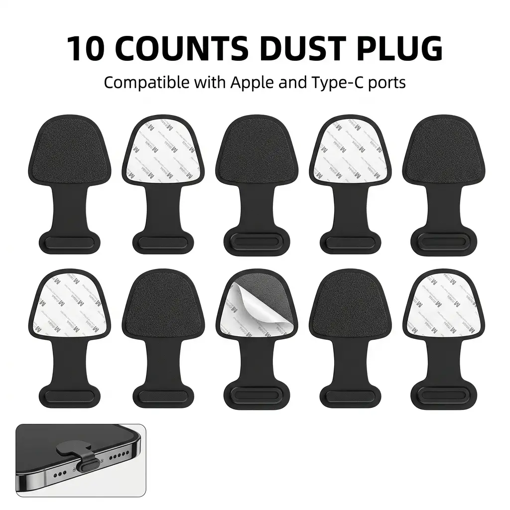 10 Counts Universal Phone Charging Port Dust Plugs, Anti-Dust Lint & Moisture Protection for Type-C/Lightning Interface