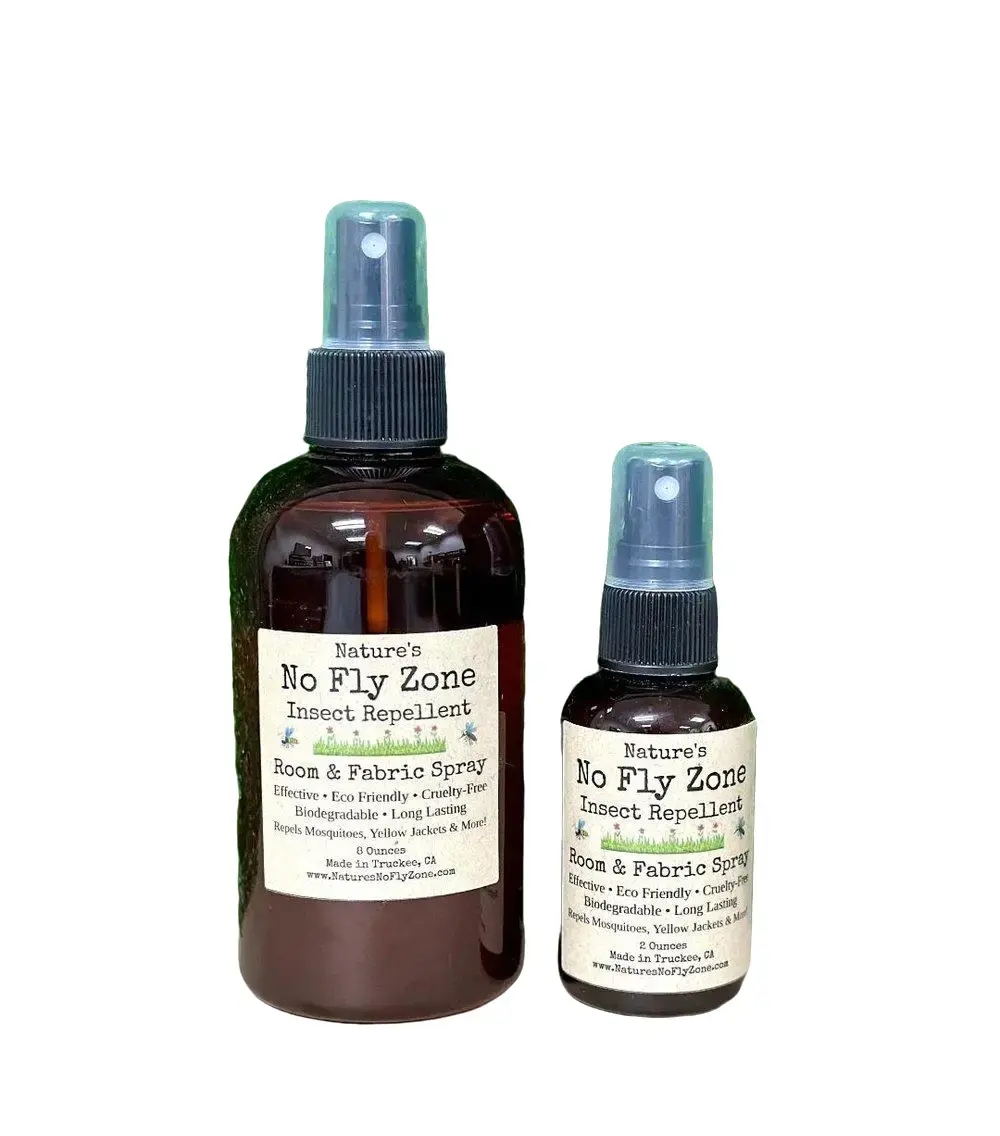 Nature's No Fly Zone Insect Repellent Fabric & Room Sprays Eco Friendly Effective Against Mosquitoes Yellow Jackets & More 8 oz & 2 oz Travel Size Non-Toxic Herbaceous Scented