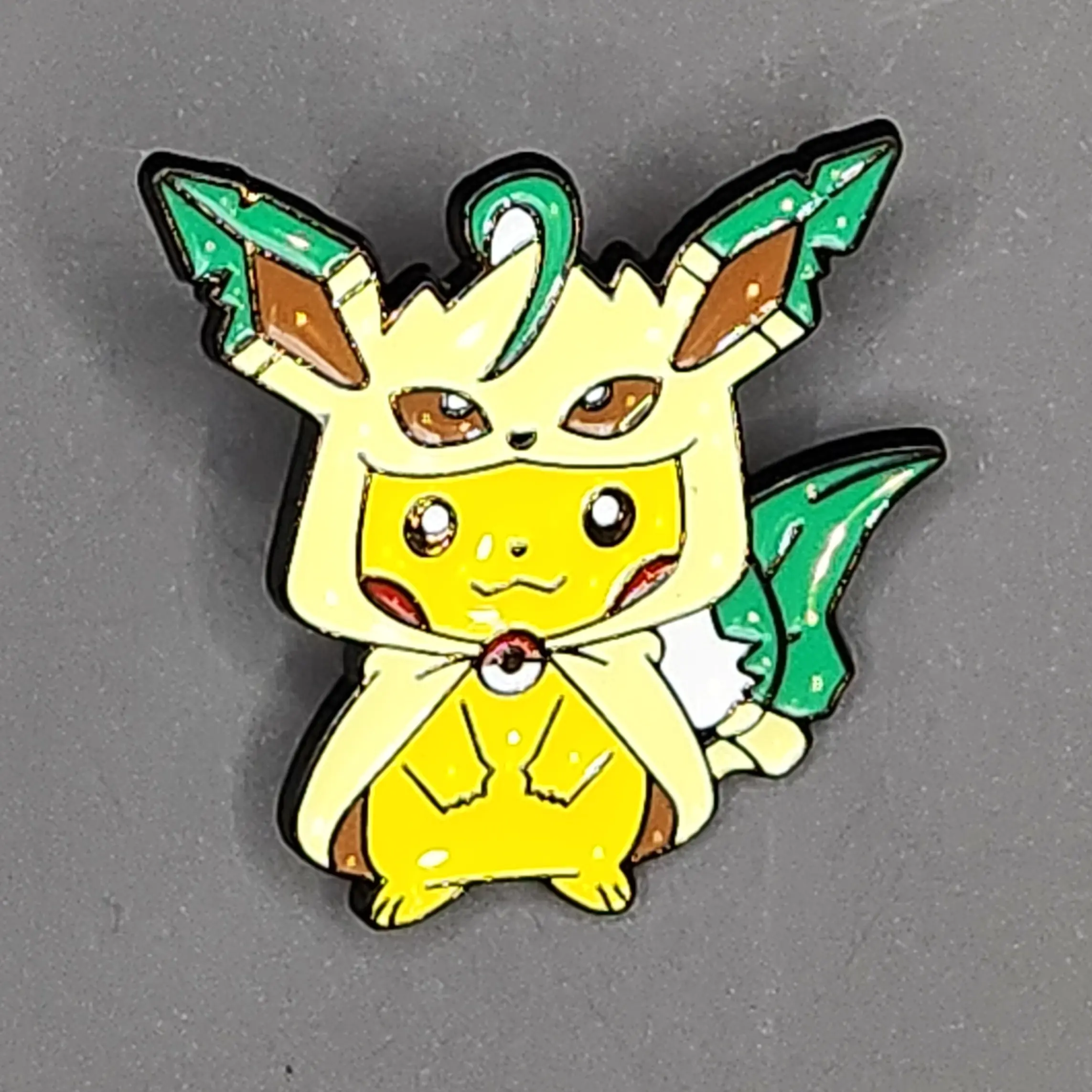 Poncho Wearing Pikachu - Leafeon Enamel Pin