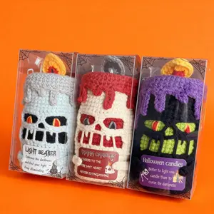 Crochet Candle Handmade Cute Halloween Fall Spooky Season Ornament, Gift for Adults and Kids