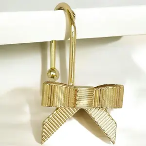 CozyRepublic|12-Pack Zinc Alloy Bow Shower Hooks – Elegant & Durable!