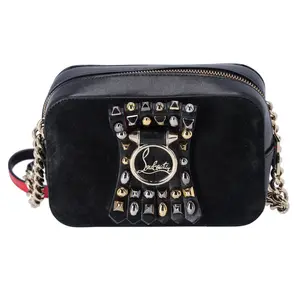 Pre-owned christian louboutin Leather Crossbody Bags Rubylou Mini Shoulder Bag Black Solid 3185262 Suede Studded