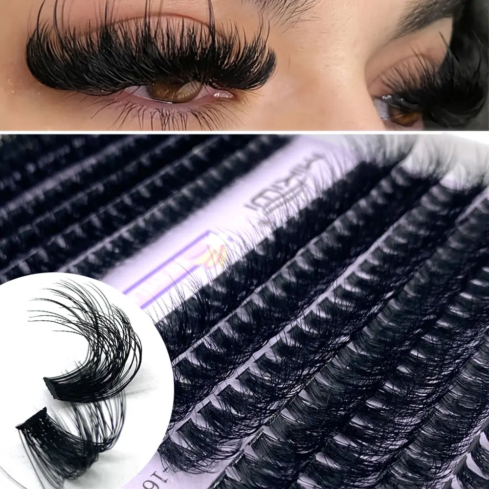 100D/80D/60D Dark Volume Lash Clusters Kit Thick Cluster Eyelash Extensions Individual Lashes Faux Mink Eyelash Clusters D Curl 9-18MM Lash Extension Dramatic Eyelash Extensions Eyelashes Clusters