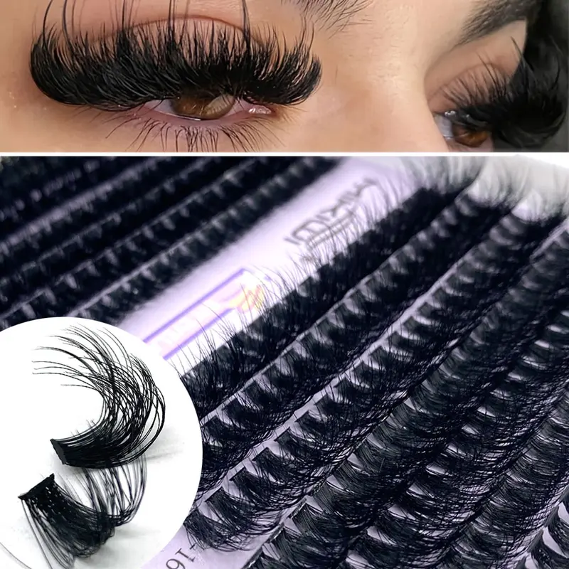 100D/80D/60D Dark Volume Lash Clusters Kit Thick Cluster Eyelash Extensions Individual Lashes Faux Mink Eyelash Clusters D Curl 9-18MM Lash Extension Dramatic Eyelash Extensions Eyelashes Clusters