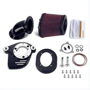 Aluminum Heavy Breather Air Cleaner Intake Filter for Harley Touring Glide Softail 17-22 - Black Chrome Finish - High Performance & Durable Design