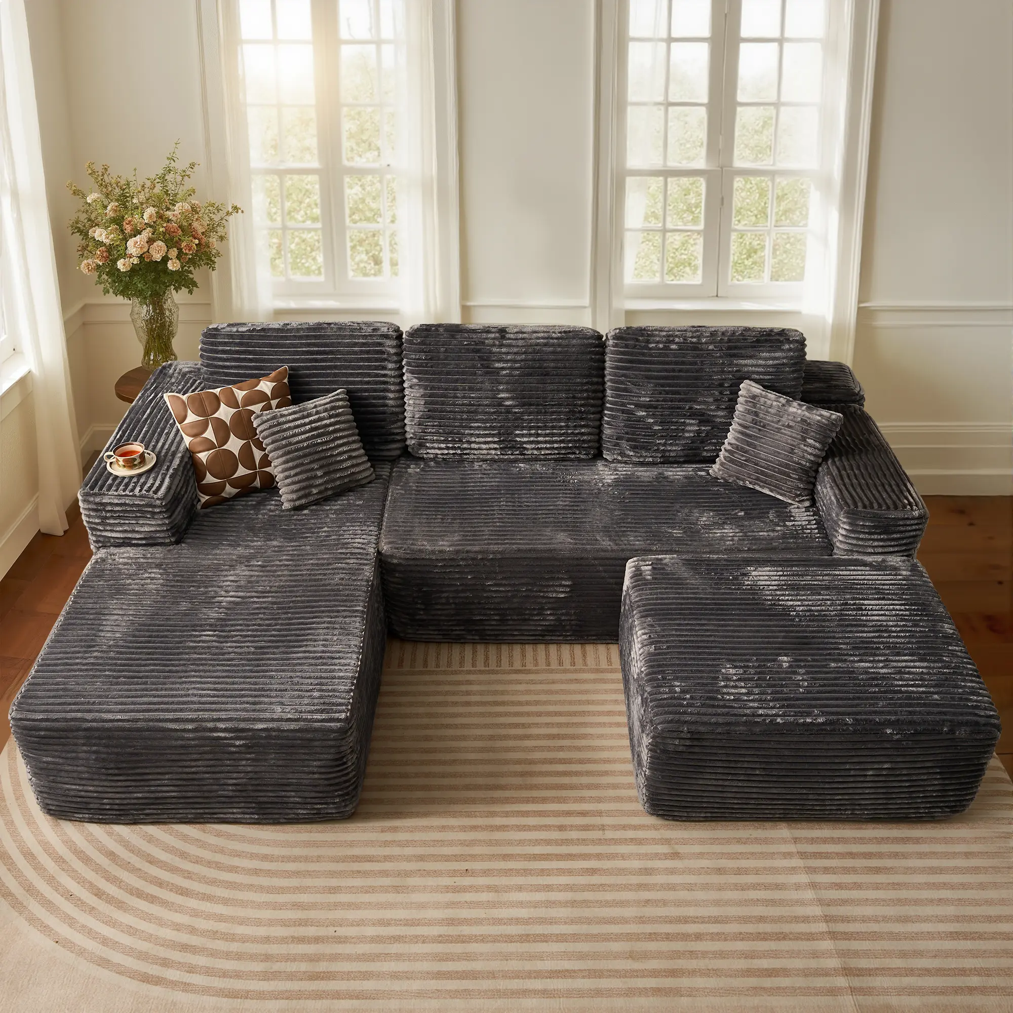 Oversize Boneless Cloud Sectional Couch with L-Shape Chaise With Removable Ottomans,Modern Modular Sofa with Deep Seat, Upholstered Couches for Living Room Bedroom,No Assembly Required,Free Combination Oversize Boneless Cloud Sectional Couch with L-Shape Chaise With Removable Ottomans,Modern Modular Sofa with Deep Seat, Upholstered Couches for Living Room Bedroom,No Assembly Required,Free Combination