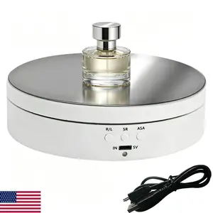 360° Electric Rotating Display Stand, Jewelry Photography Show Holder, 3 Speeds 4 Angles, 6.6lbs Load, Quiet Smooth, USB Cable Included for Professional & Home Organizer Racks