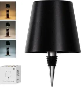 USB Rechargeable Wine Bottle Light, RGB Stepless Touch Dimmable LED Lamp, 4000mAh Cordless Bottle Stopper Night Light, Minimalist Mood Lamp for Bedroom Dining Bar Restaurant Camping Home Decor Wireless Brightness Adjustable