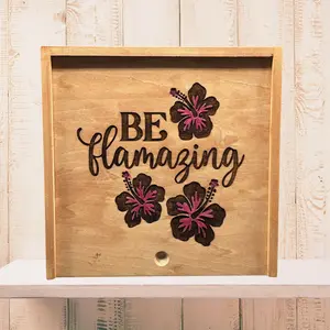 Be Flamazing Wood Keepsake Box - Elegant Wooden Storage for Home or Office Use