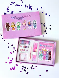 The Hijabi Hues Stationery Gift Set - Notebook, Washi Tape, Rulers, Sticky Notes, Stickers