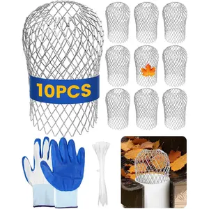 10Pcs Premium Gutter Downspout Guard Downspout Filter Strainers 3.5IN Expandable Aluminum Mesh Adjustable Gutter Leaf Block for 2-4IN Downspouts Debris Removal Easy Install for Roof Yard Drainage