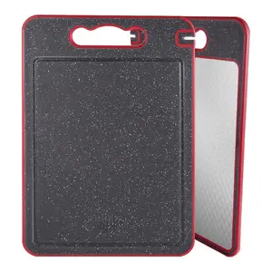 1Pc Double-Sided Stainless Steel Food Cutting Board, Anti-Slip & Dishwasher Safe Kitchen Chopping Board