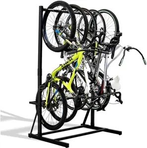 5 Bike Storage Rack, Freestanding Bike Storage, Adjustable Height, Space Saving, Vertical Bike Storage Garage for Front Yards, Backyards, Basements, Storefronts, Workplaces, Up to 300 LBS
