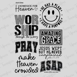 Faith Mini DTF Transfer Gang Sheet 24.5" x 36" Direct To Film for DIY Enthusiasts Vibrant Custom Options Cozy Handmade Aesthetic
