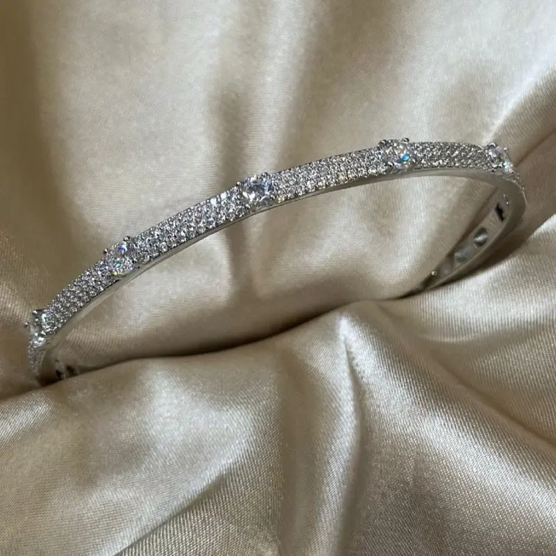 Silver Princess Cut Bangle