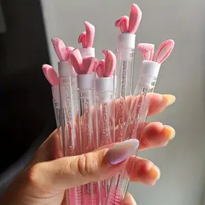 30-piece pink makeup brush set, including a 5-piece eyelash brush tube set and 25 eyelash brushes for eyebrows and lashes