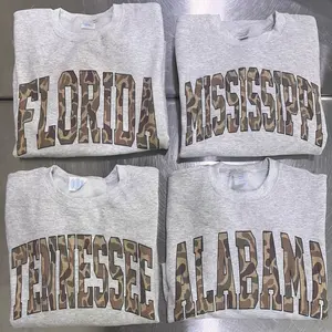 Camo State Sweatshirt Duck Camo State College Varsity Name Pullover Camouflage Sweatshirts Collage TExas Georgia Ohio Florida Alabama Arkansas North Carolina South r