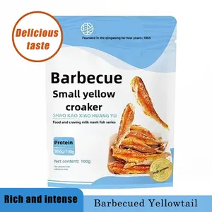Grilled Yellow Croaker Snacks - Individually Wrapped, BBQ-Flavored Small Fish, High Protein Snack, Low Sodium Packaged Pantry Food