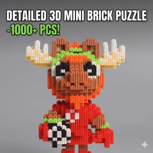 Cute Moose Soccer Player Micro Building Blocks 3D Puzzle Mini Bricks DIY Desk Decor Toy Gift