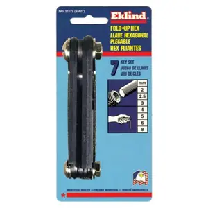 212 MAIN Eklind Tool M27 Steel Metric Hex Key Multi-Size Set - Medium Length Metric System Hand Tool Wrench for Hardware Applications